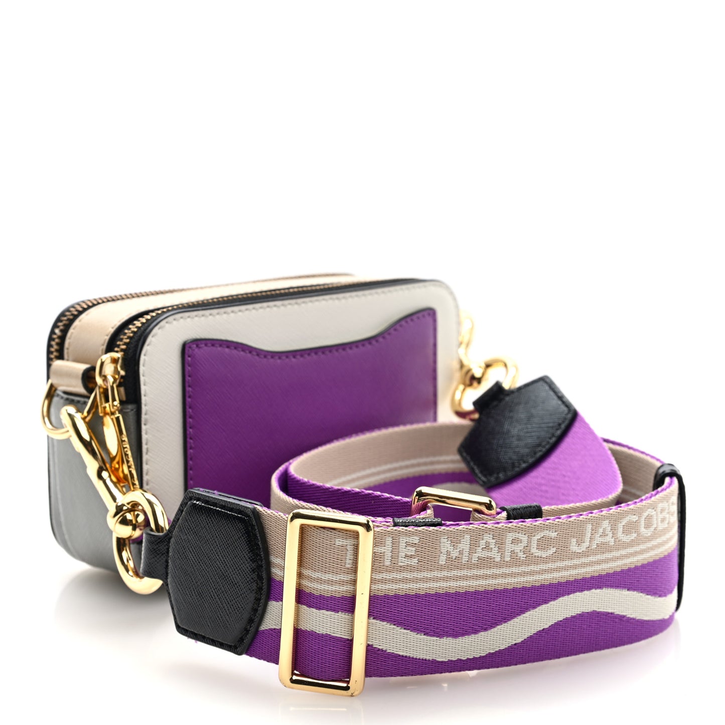 Saffiano Small Snapshot Camera Bag White Purple Multicolor