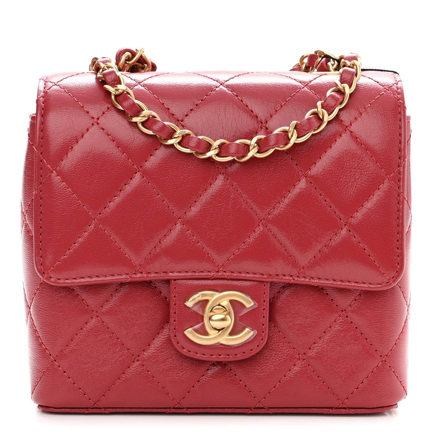 Chanel Goatskin Quilted Mini Square Flap Dark Red 1 of 11