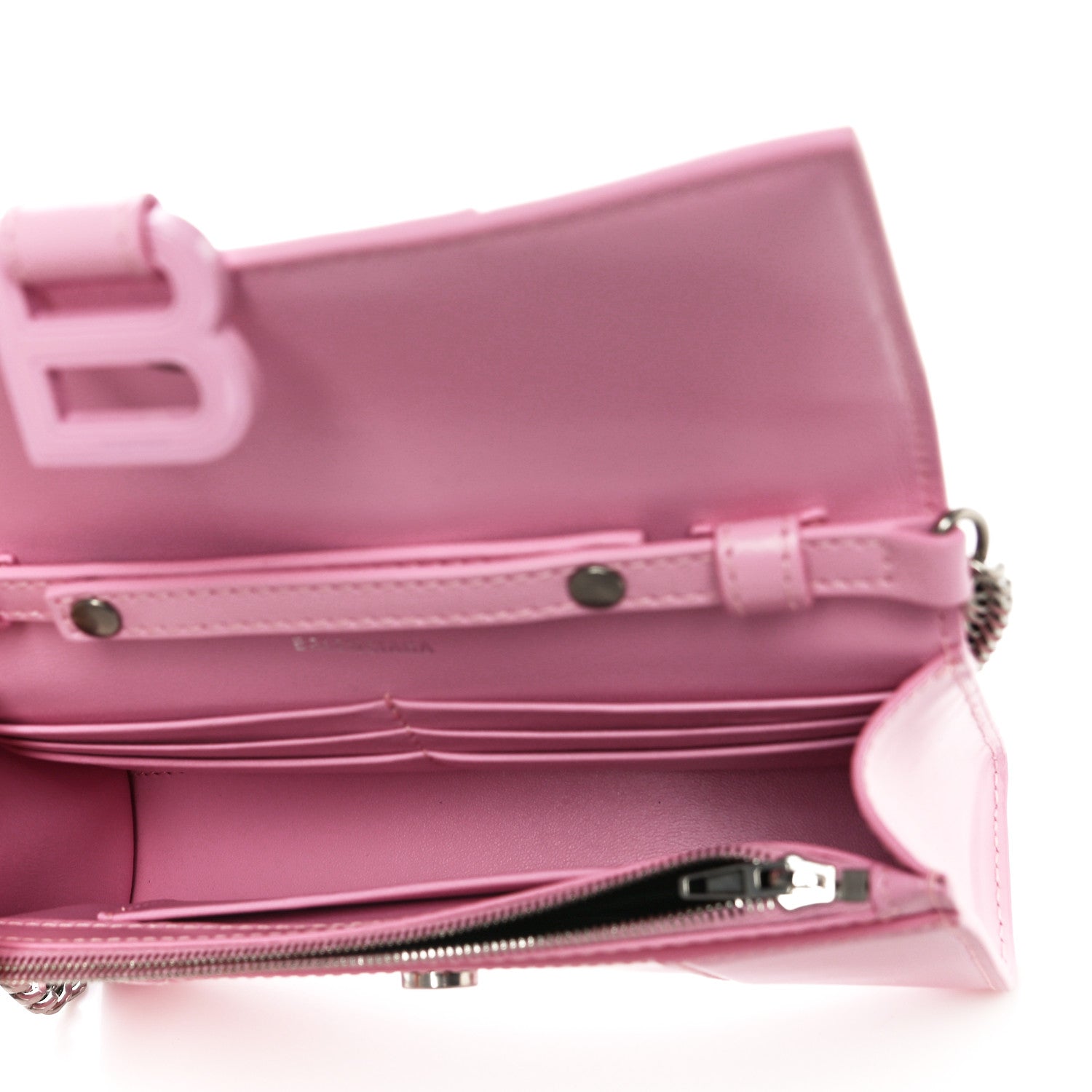 Balenciaga Shiny Box Calfskin Tonal B Hourglass Chain Bag Candy Pink 5 of 9