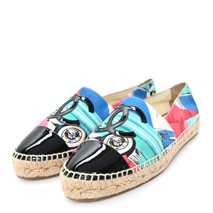 Chanel Fabric Patent CC Espadrilles 40 Multicolor Black 4 of 9
