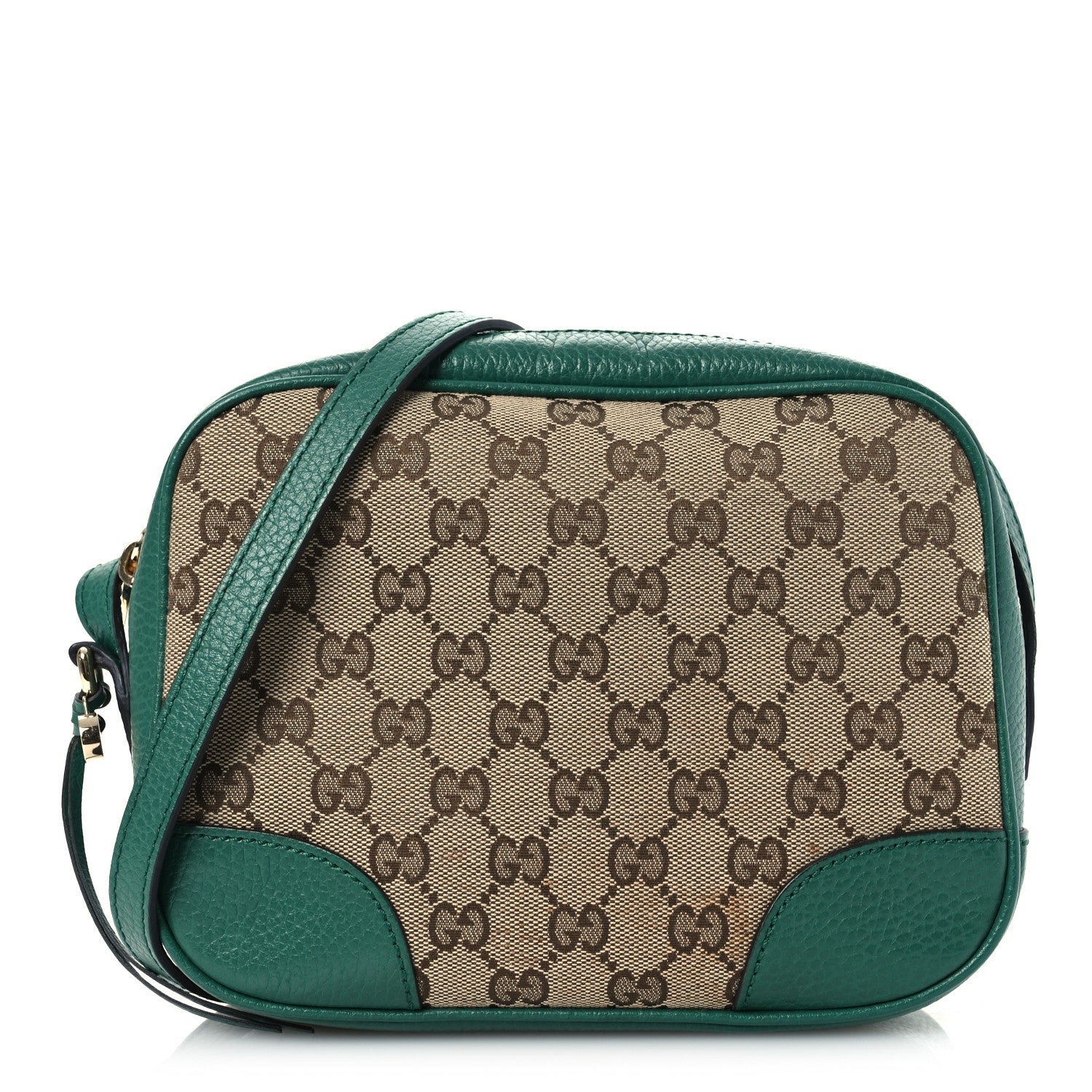 Gucci Monogram Dollar Calfskin Mini Bree Messenger Bag Beige Ebony Emerald 1 of 11