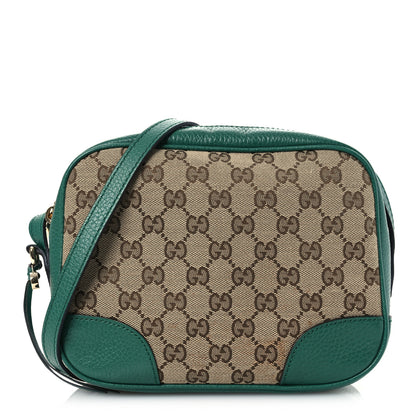 Gucci Monogram Dollar Calfskin Mini Bree Messenger Bag Beige Ebony Emerald 1 of 11