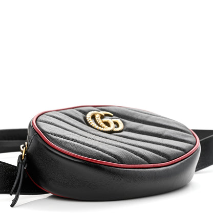 Gucci Azalea Calfskin Matelasse Diagonal Torchon GG Marmont Belt Bag 95 38 Black Romantic Cerise 4 of 12