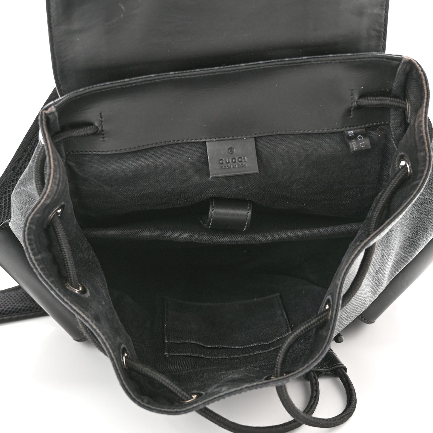 Soft GG Supreme Monogram Appia Calfskin Web Double Buckle Backpack Black