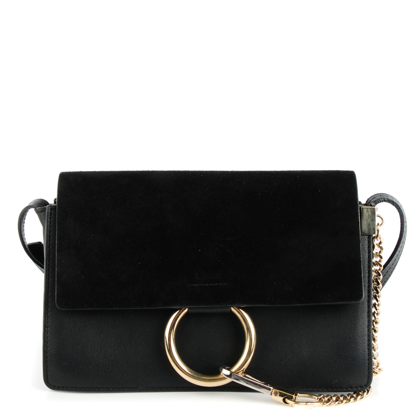 Suede Calfskin Small Faye Shoulder Bag Black