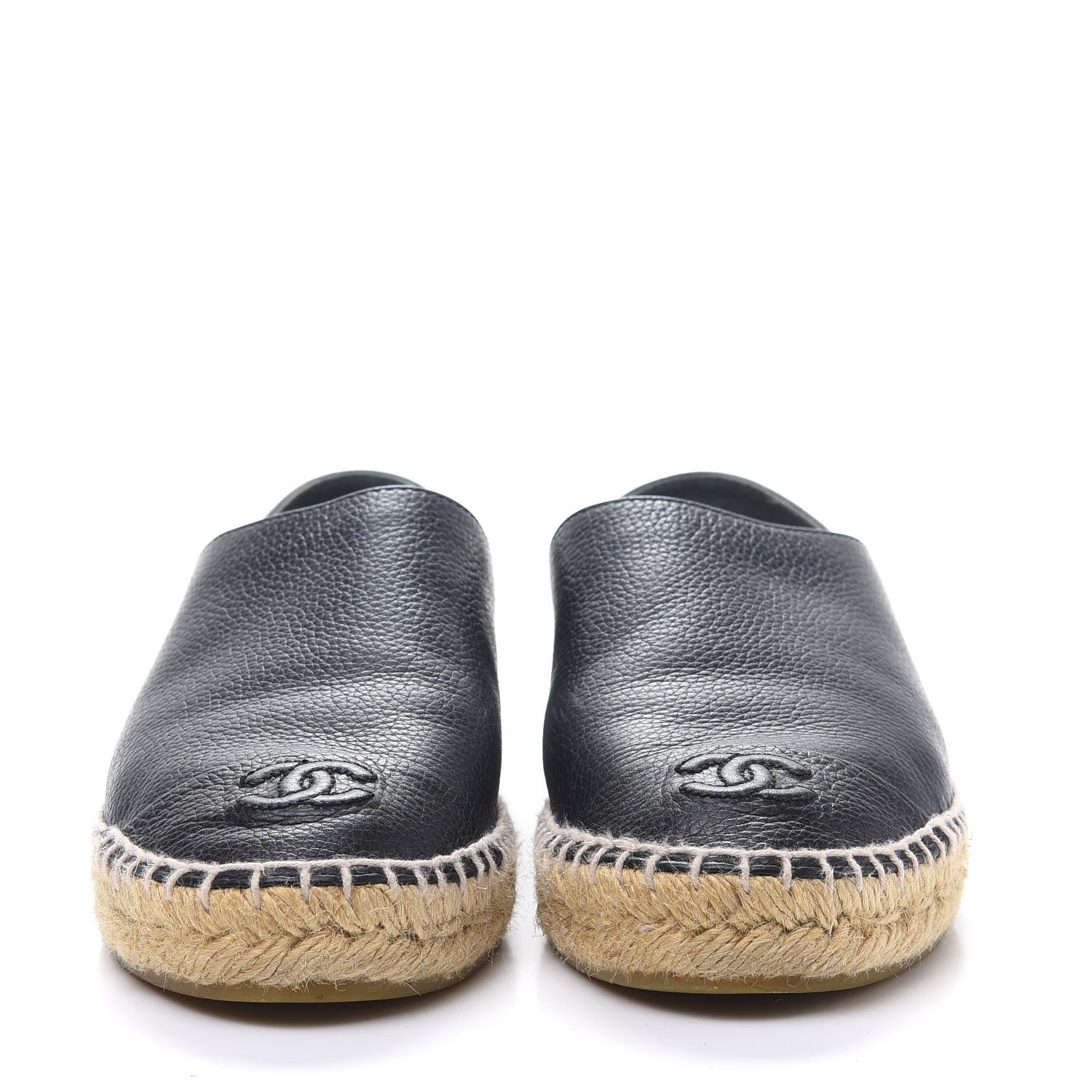Chanel Grained Calfskin CC Espadrilles 36 Black 2 of 8