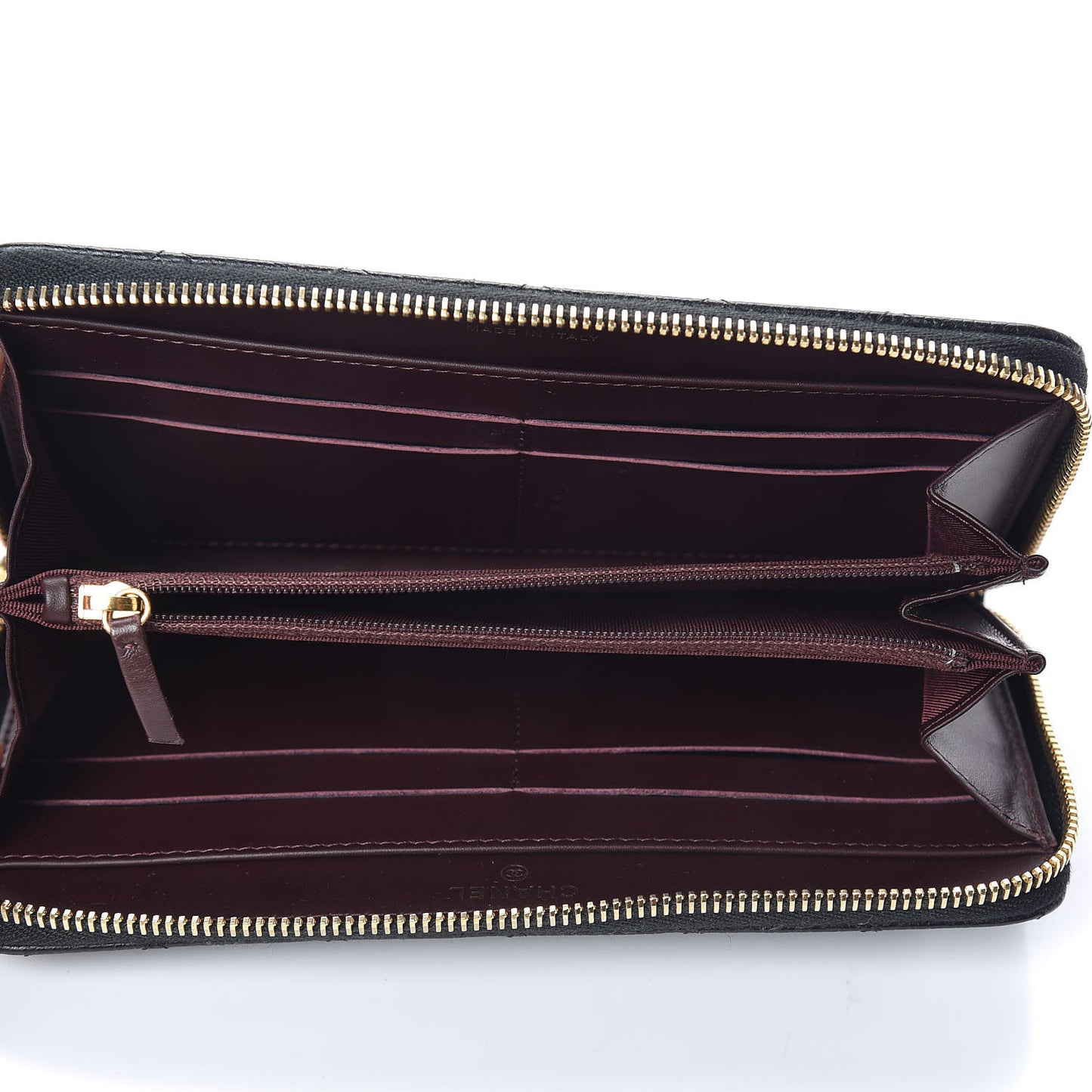 Caviar Quilted Large Gusset Zip Around Wallet Black