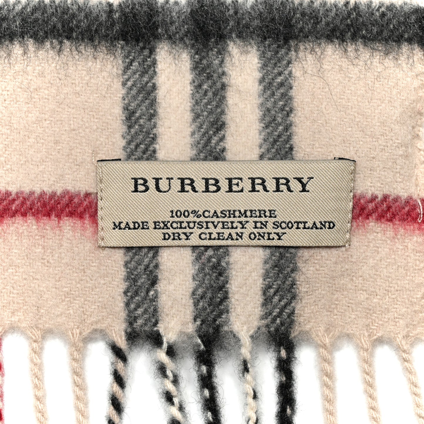 Cashmere Nova Check Fringe Scarf Ivory