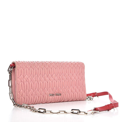 Miu Miu Nappa Matelasse Crystal Cherry Wallet On Chain Rosa 3 of 8