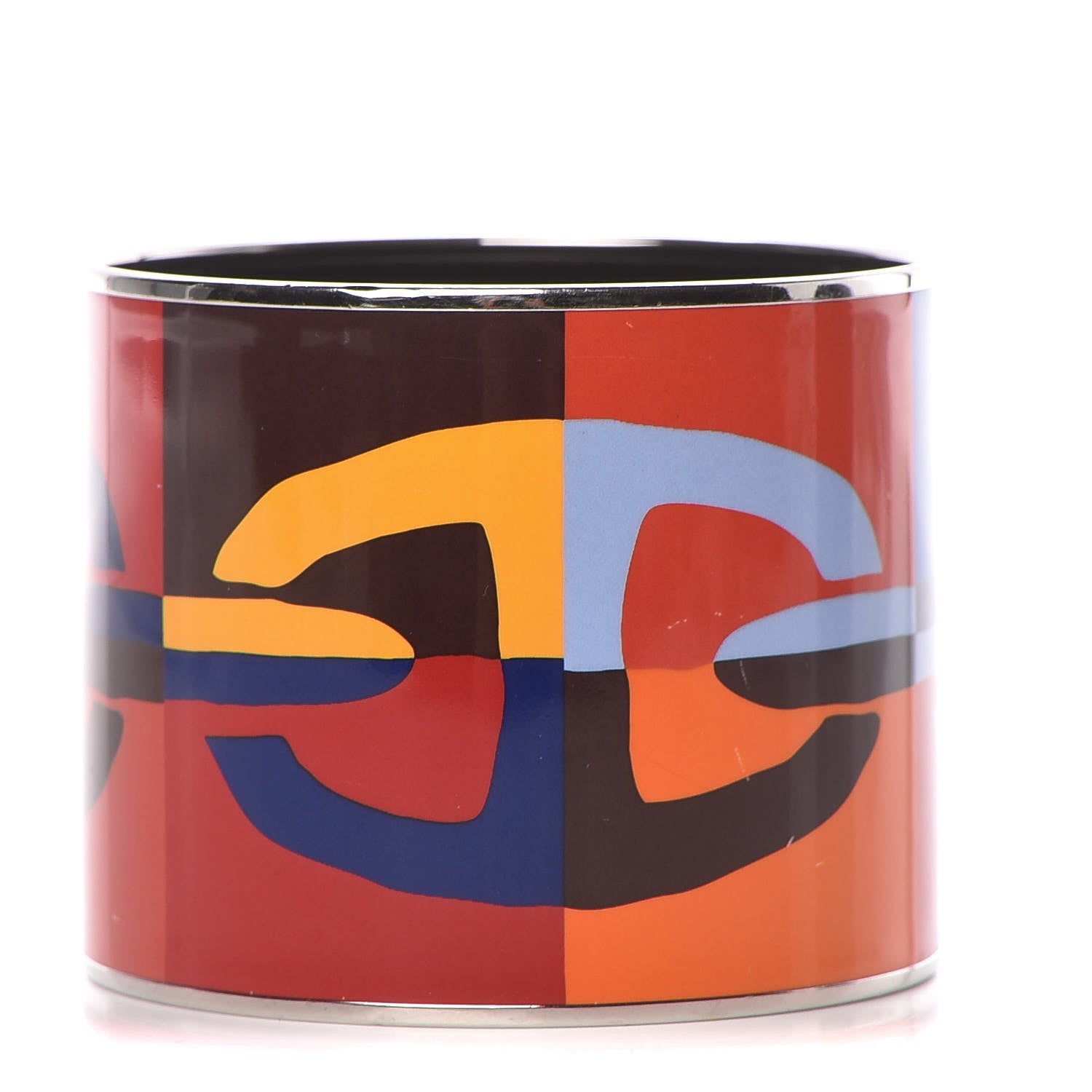 Hermes Enamel Printed Mega Wide Optique Chaine D'Ancre Bracelet 70 1 of 8