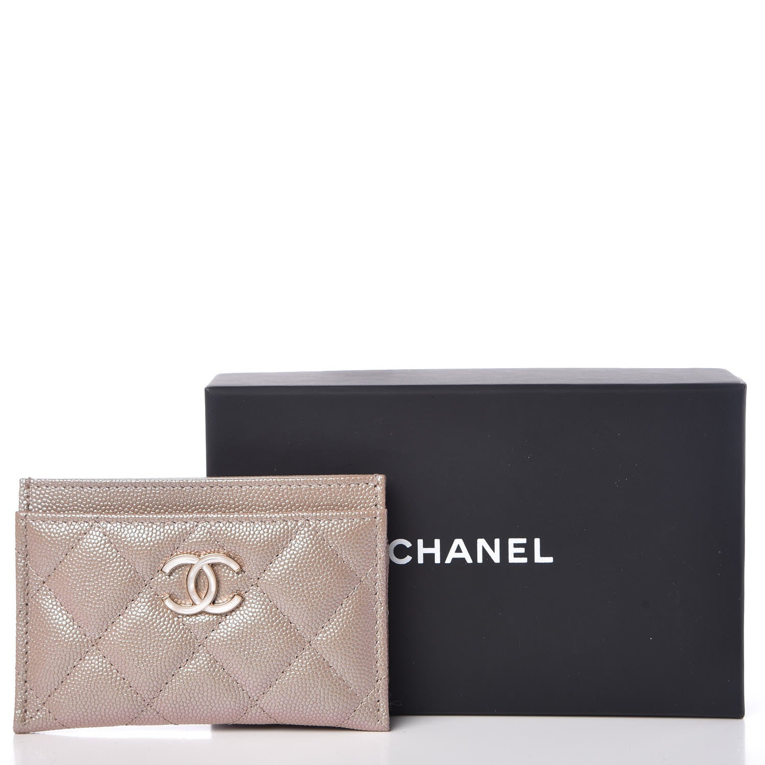 Chanel Iridescent Caviar Quilted Card Holder Beige 9 of 9