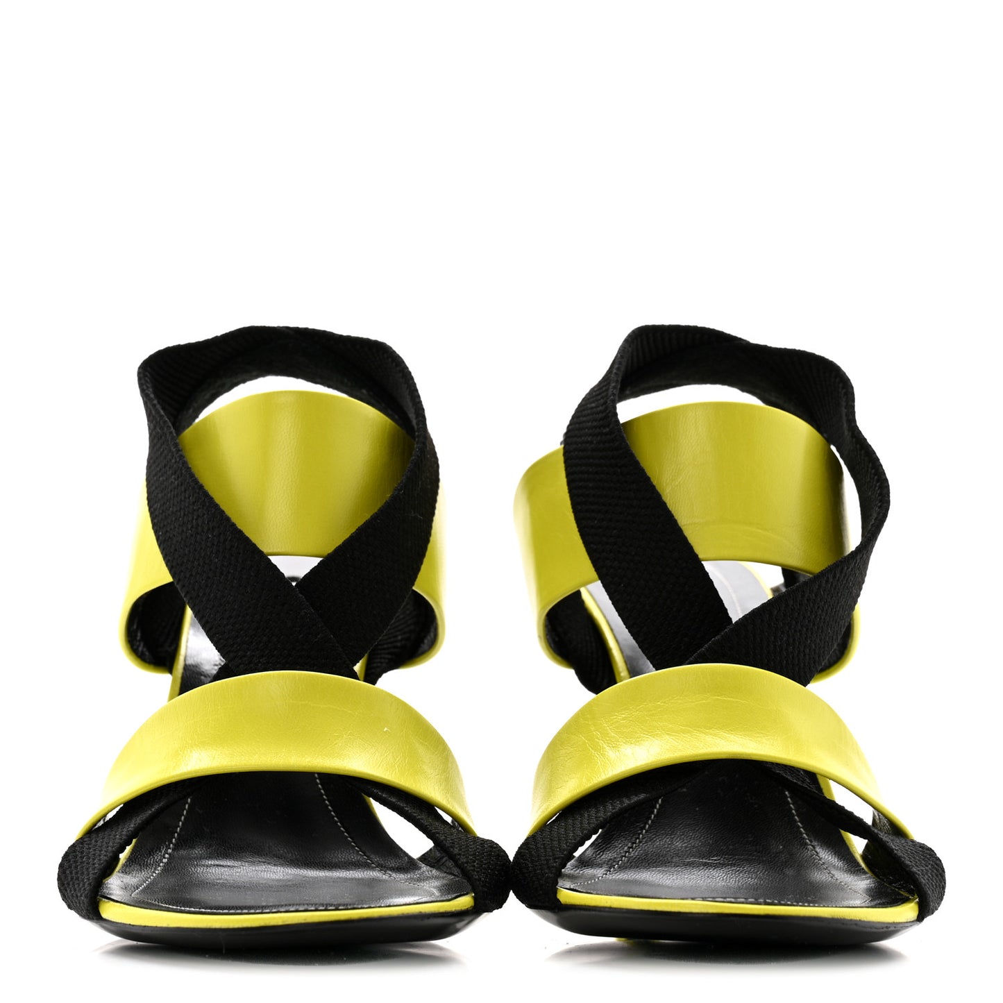 Chevreau Brilliant Elastic Sandals 38 Jaune Acid Black