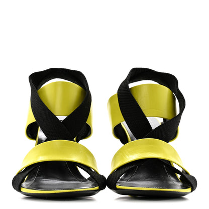 Balenciaga Chevreau Brilliant Elastic Sandals 38 Jaune Acid Black 2 of 9