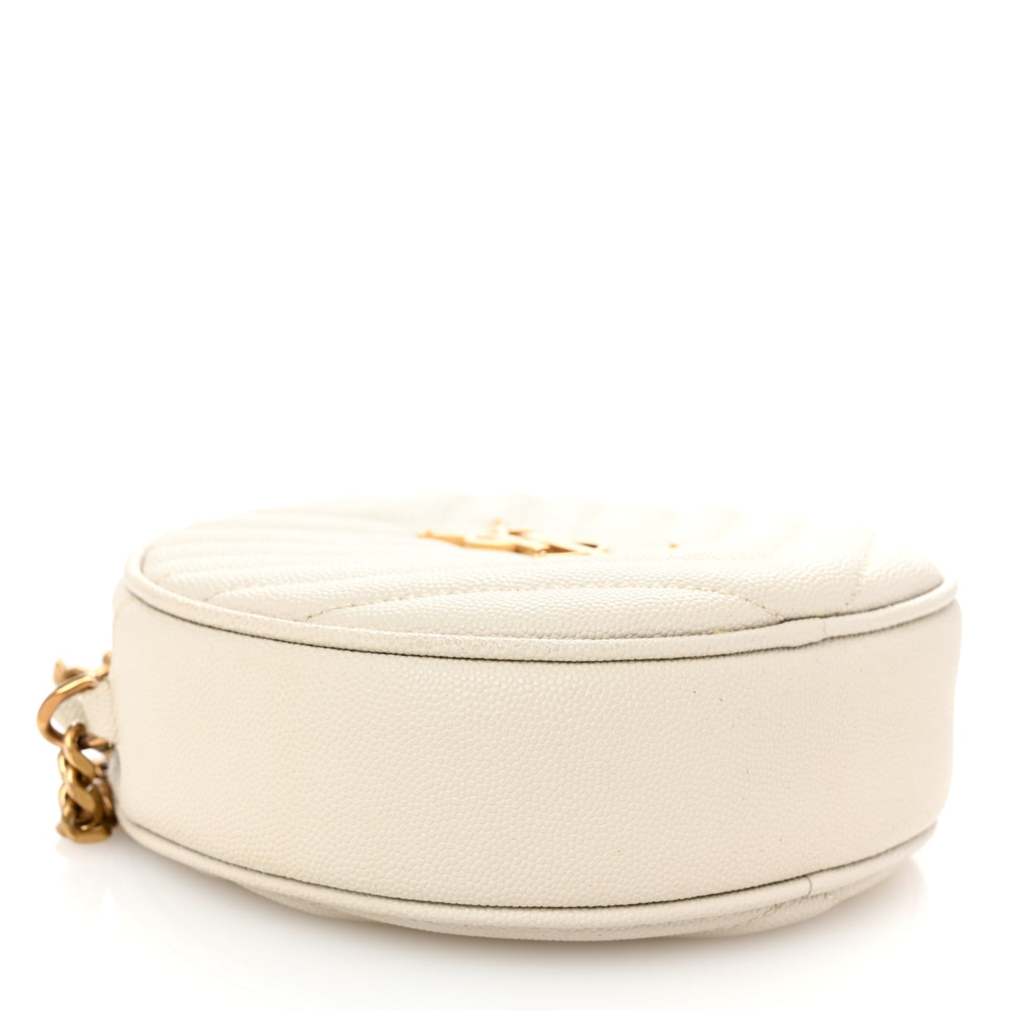Grain De Poudre Matelasse Chevron Quilted Round Vinyle Camera Bag Crema Soft