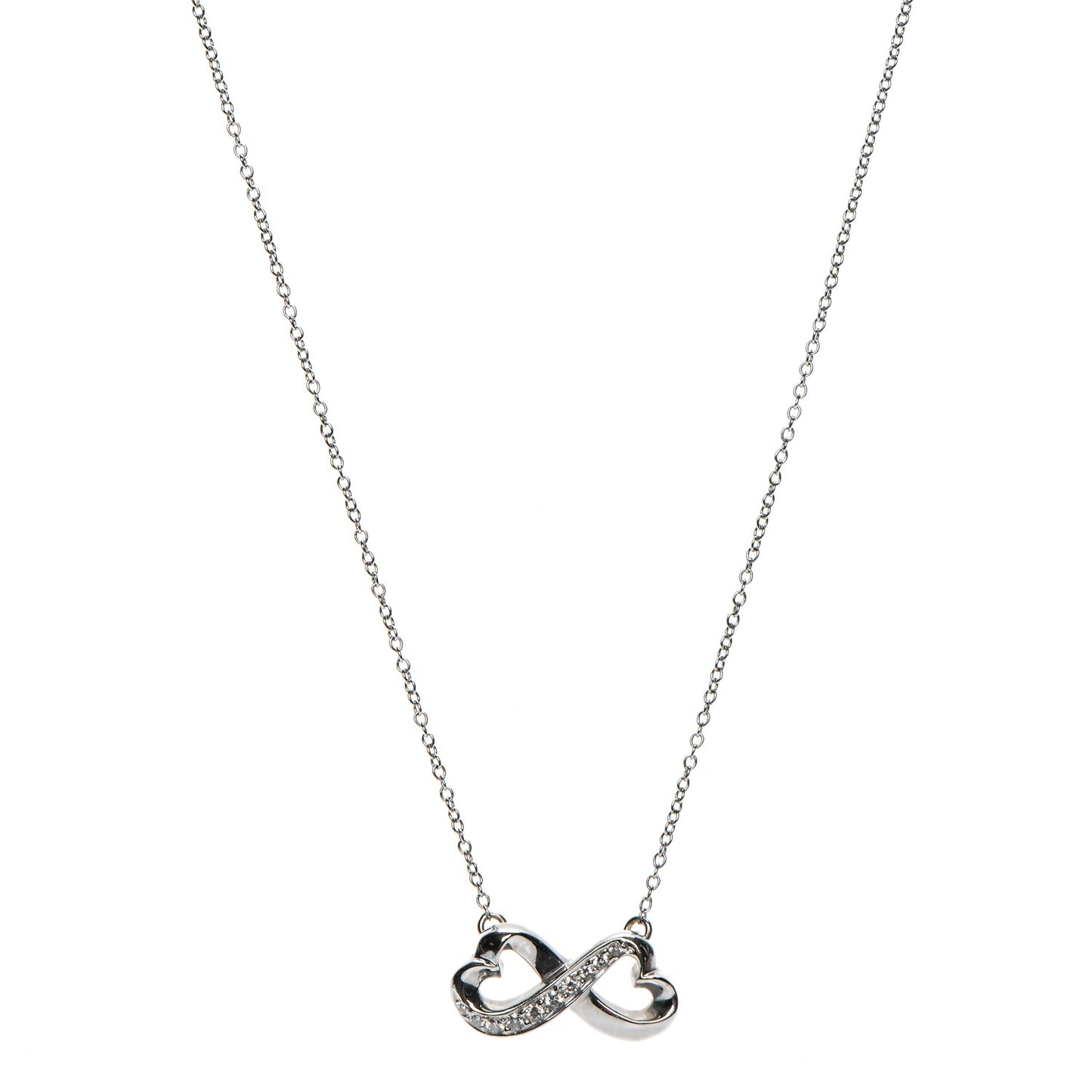 18K White Gold Diamond Paloma Picasso Double Loving Heart Necklace