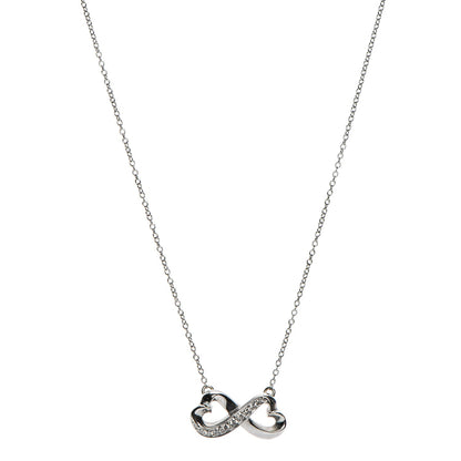Tiffany 18K White Gold Diamond Paloma Picasso Double Loving Heart Necklace 1 of 6