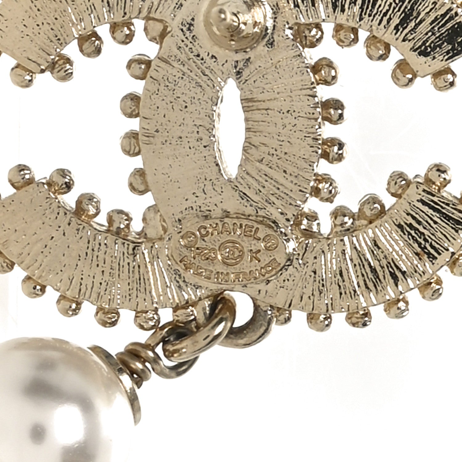 Chanel Metal Enamel Pearl CC Drop Earrings Gold 4 of 4