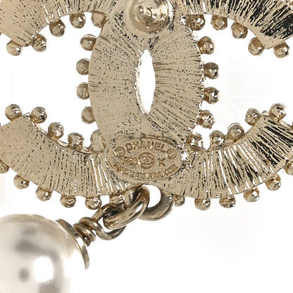 Chanel Metal Enamel Pearl CC Drop Earrings Gold 4 of 4