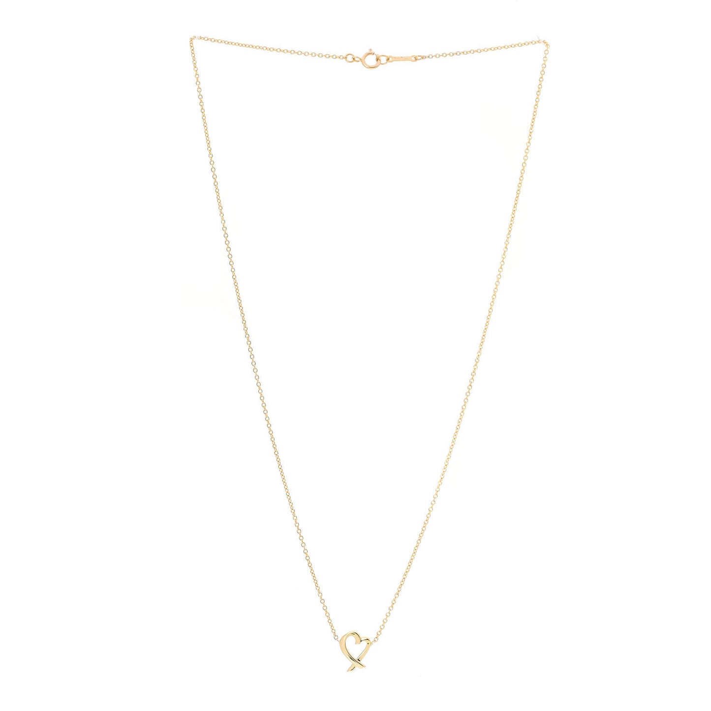 18K Yellow Gold Mini Paloma Picasso Loving Heart Pendant Necklace