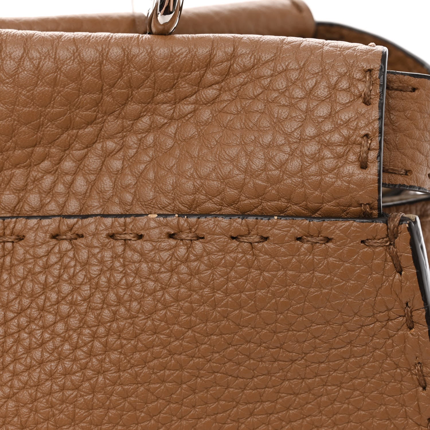 Fendi Cuoio Romano Selleria Bi-Color Medium Peekaboo Iconic Satchel Mou Deserto 10 of 10