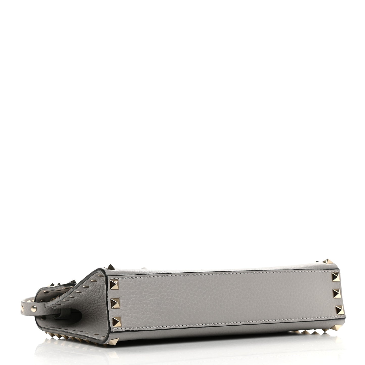 Pebbled Calfskin Medium Rockstud Flip Lock Crossbody Bag Pastel Grey