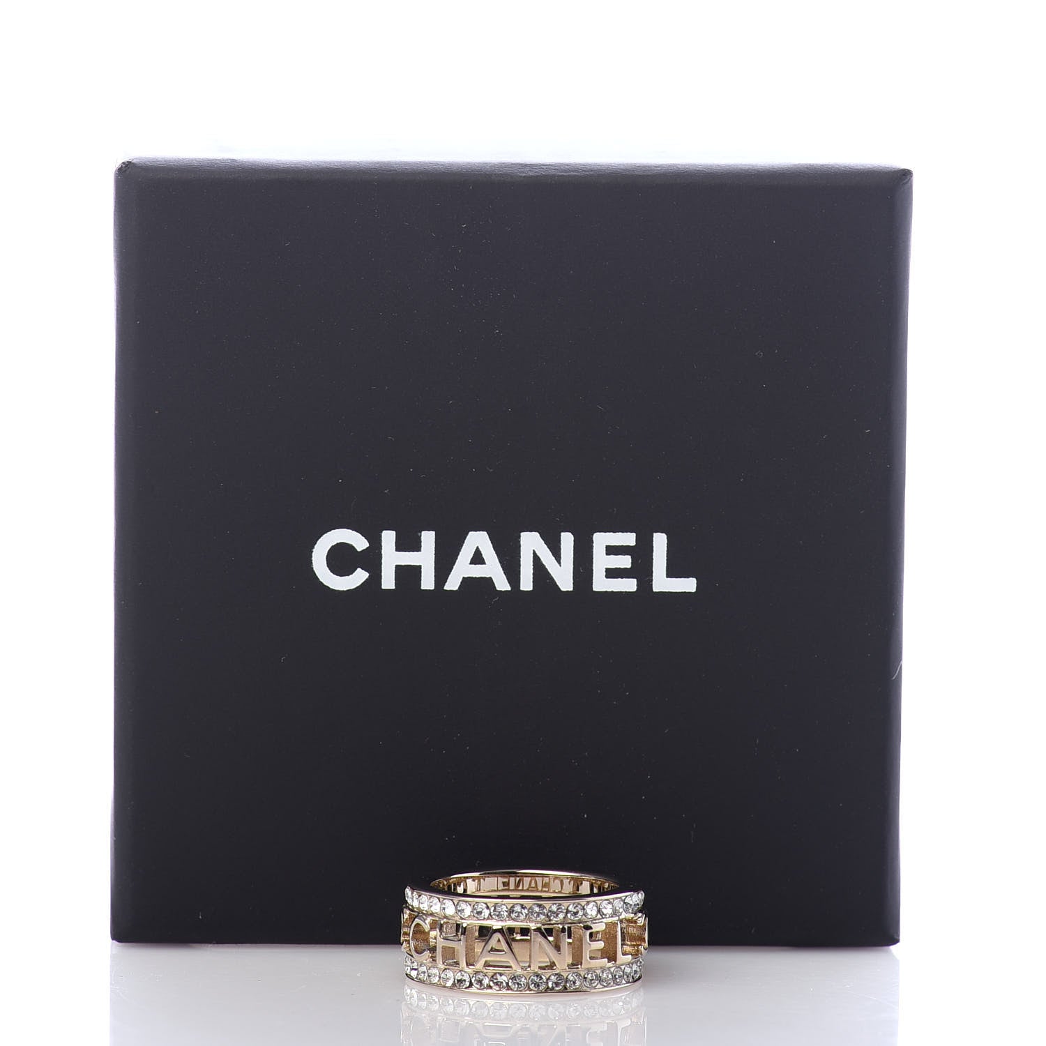 Chanel Metal Crystal Bow-tiful CC Logo Ring 6 Gold 5 of 5