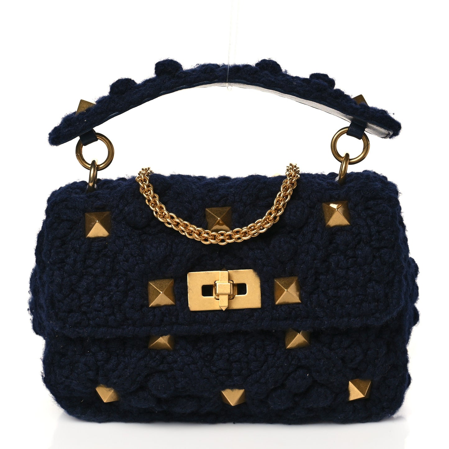 Cashmere Medium Roman Stud Shoulder Bag Marine