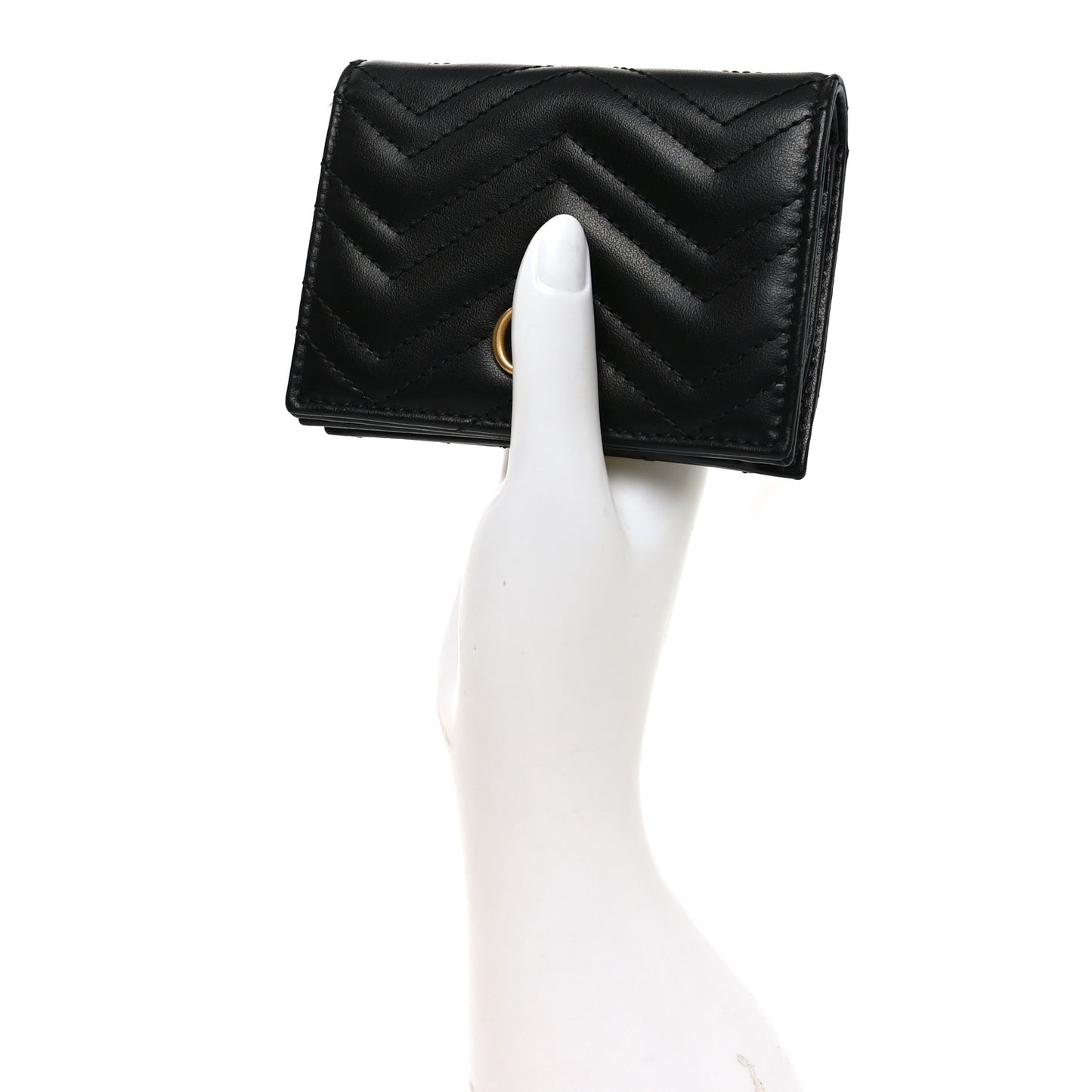 Calfskin Matelasse GG Marmont Card Case Wallet Black