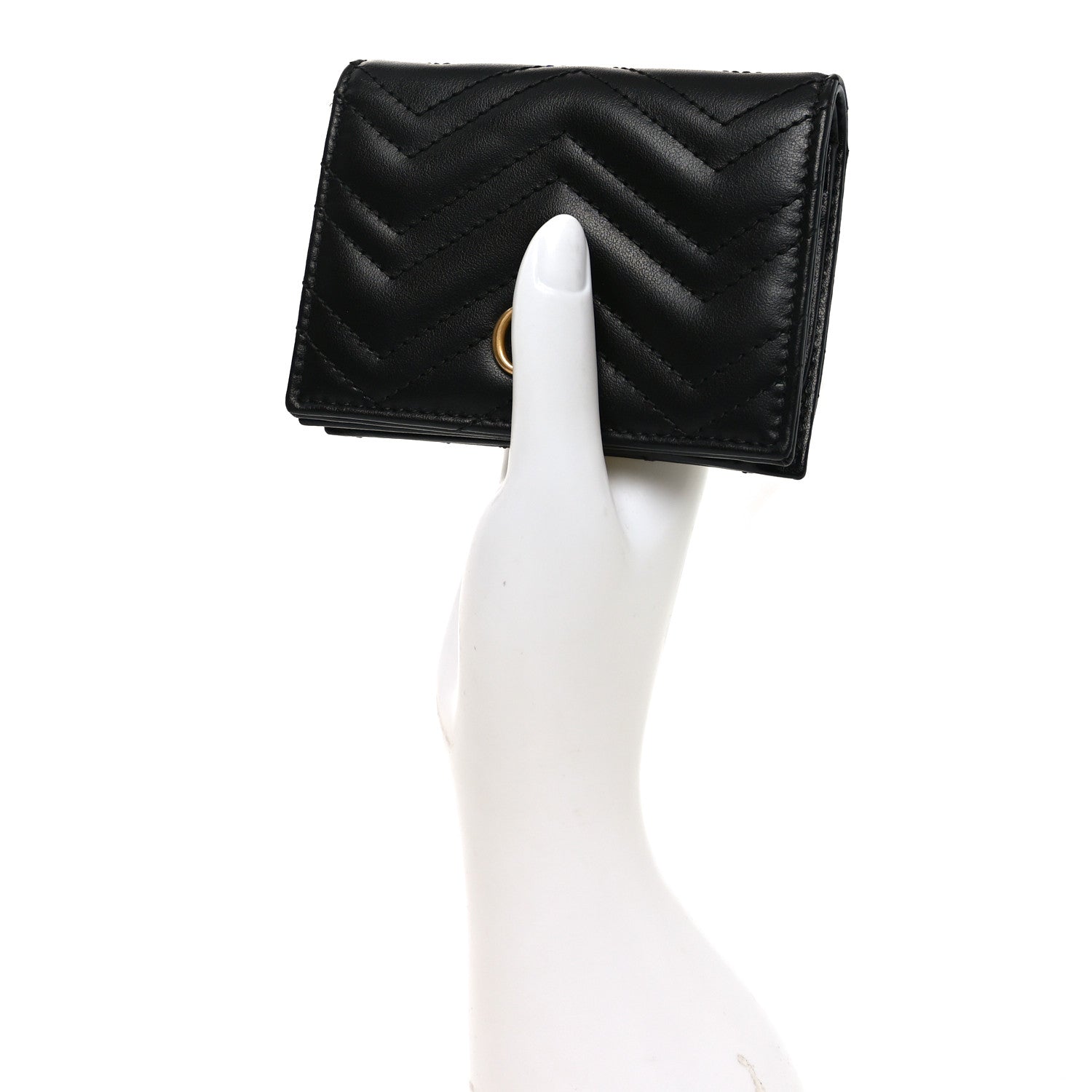 Gucci Calfskin Matelasse GG Marmont Card Case Wallet Black 2 of 8