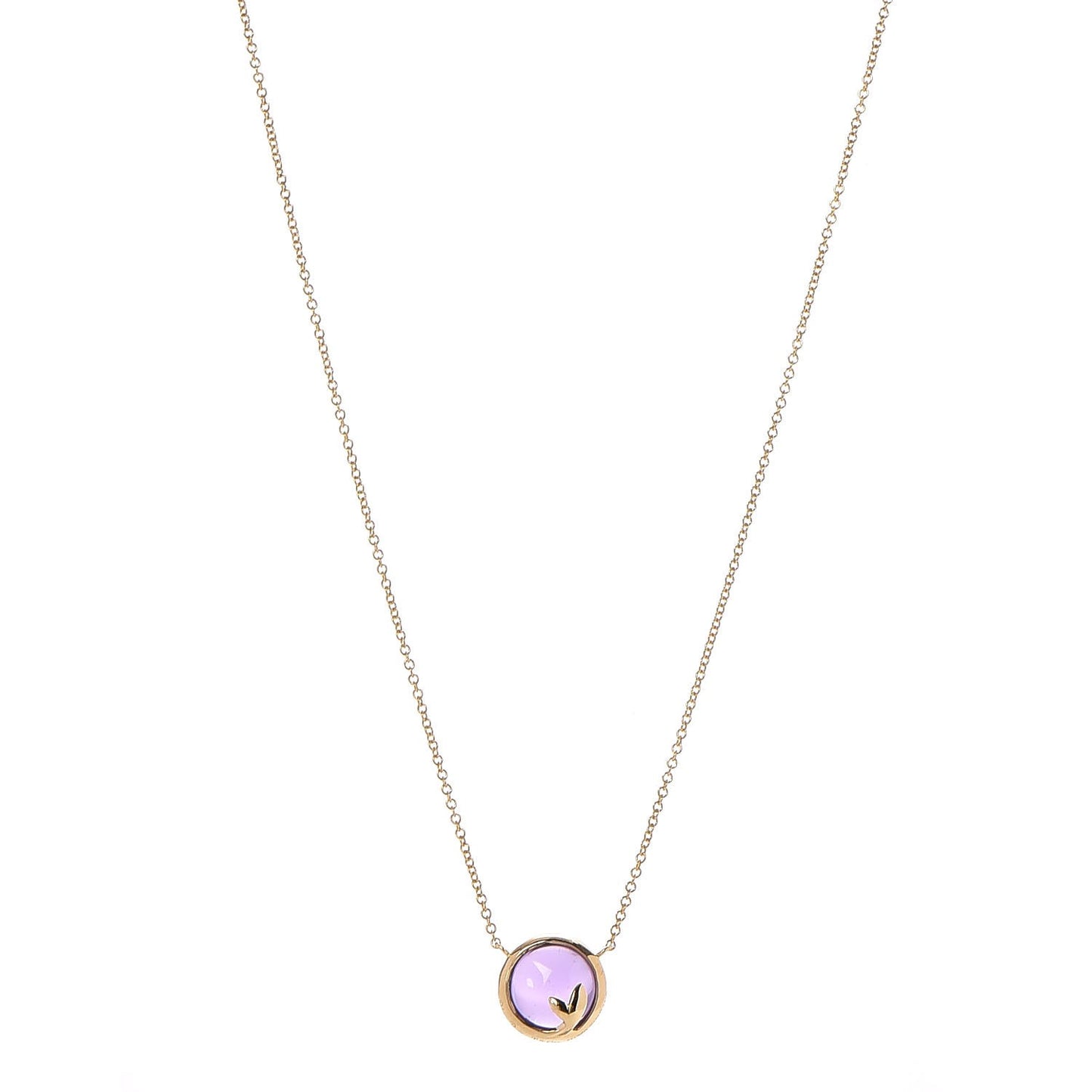 18K Yellow Gold Amethyst Paloma Picasso Olive Leaf Pendant Necklace