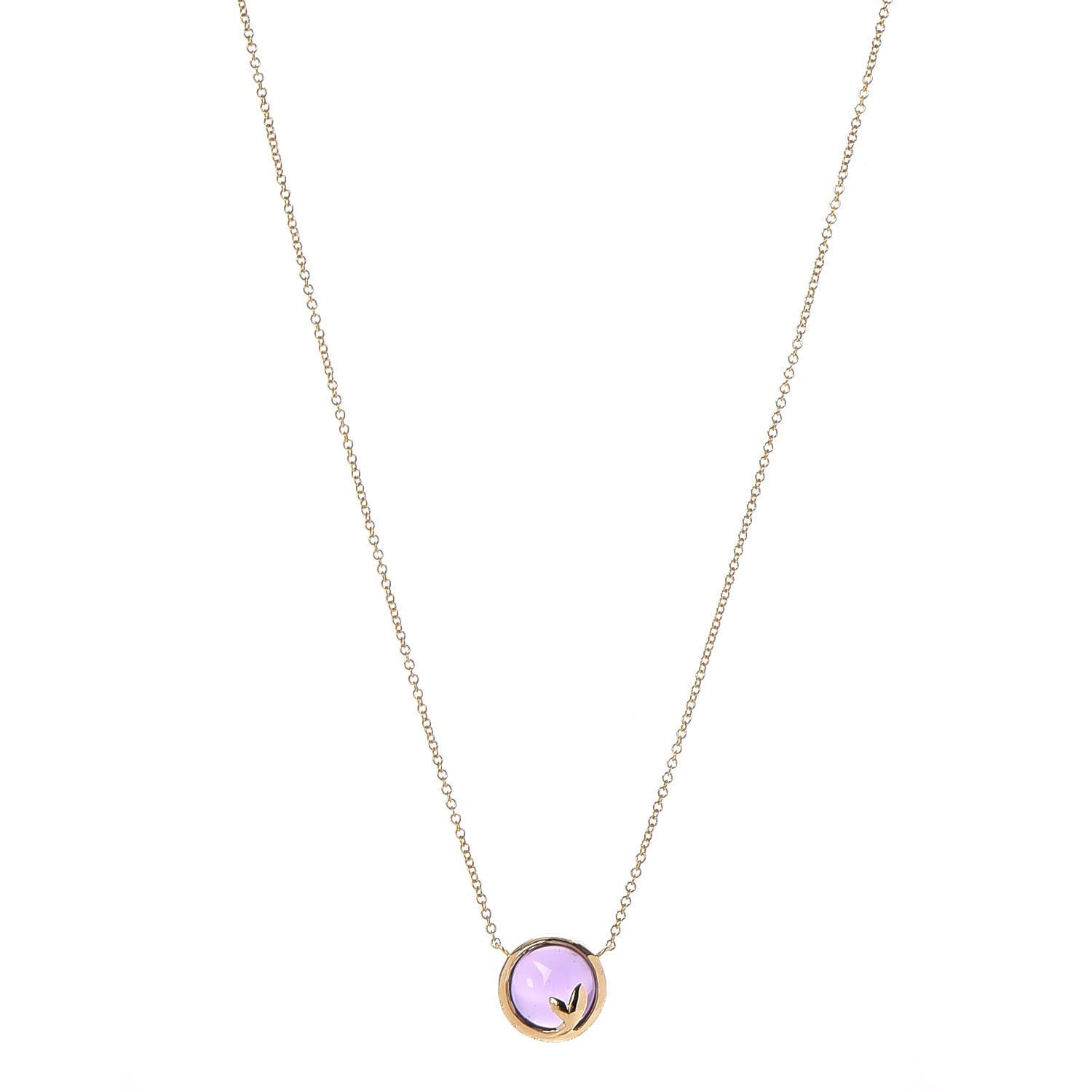 Tiffany 18K Yellow Gold Amethyst Paloma Picasso Olive Leaf Pendant Necklace 1 of 5