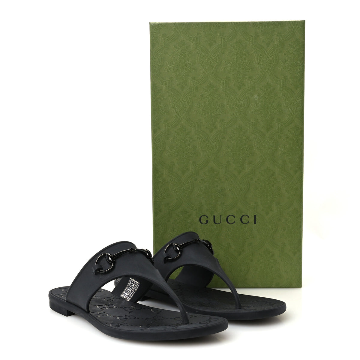 Rubber Womens Horsebit Thong Sandals 38 Black