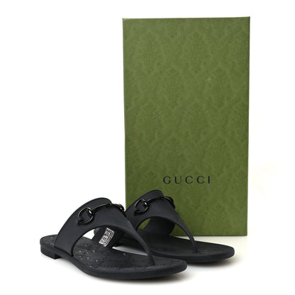 Gucci Rubber Womens Horsebit Thong Sandals 38 Black 9 of 9