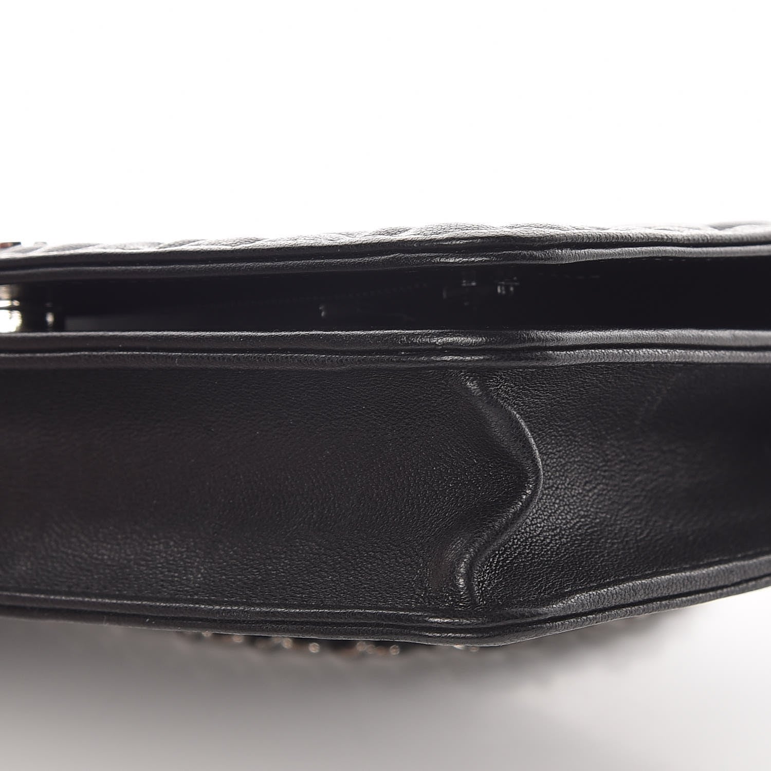 Chanel Lambskin Camellia Embossed Wallet On Chain WOC Black 6 of 11