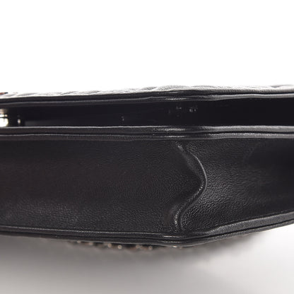Chanel Lambskin Camellia Embossed Wallet On Chain WOC Black 6 of 11