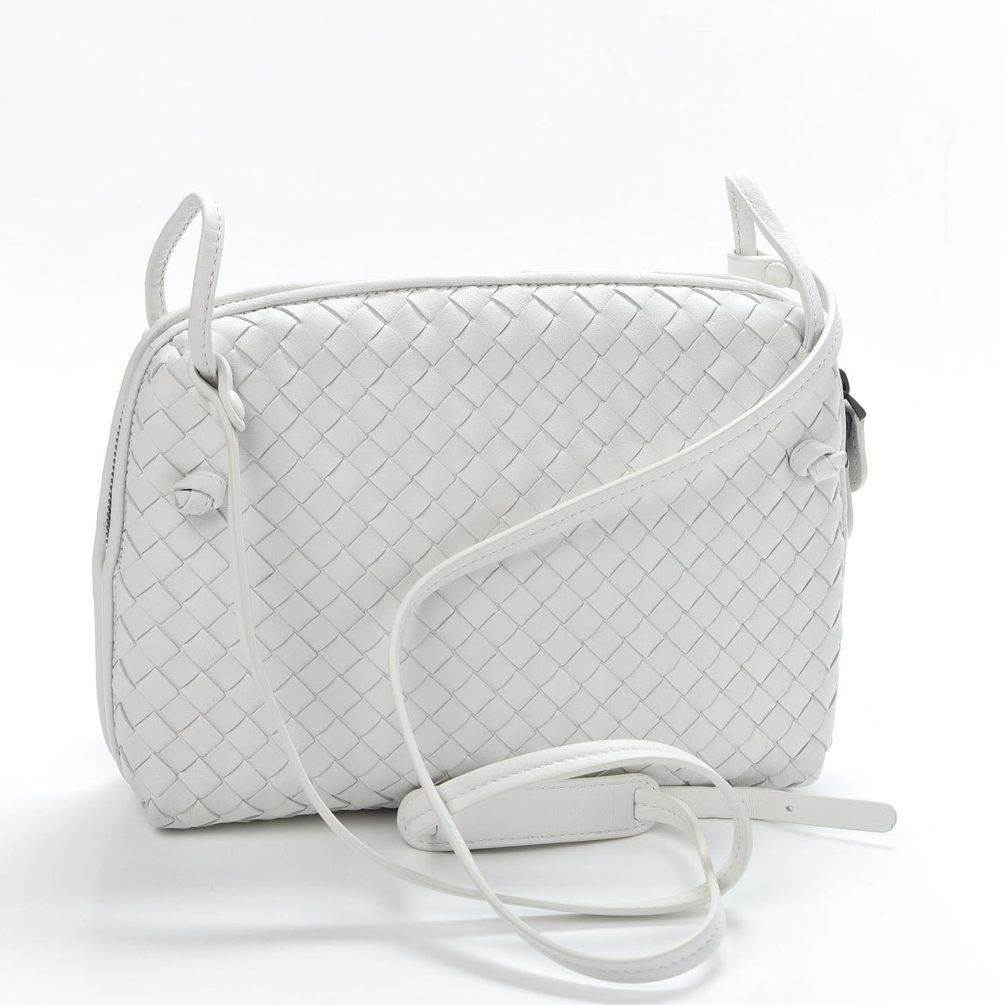 Nappa Intrecciato Pillow Crossbody Messenger White