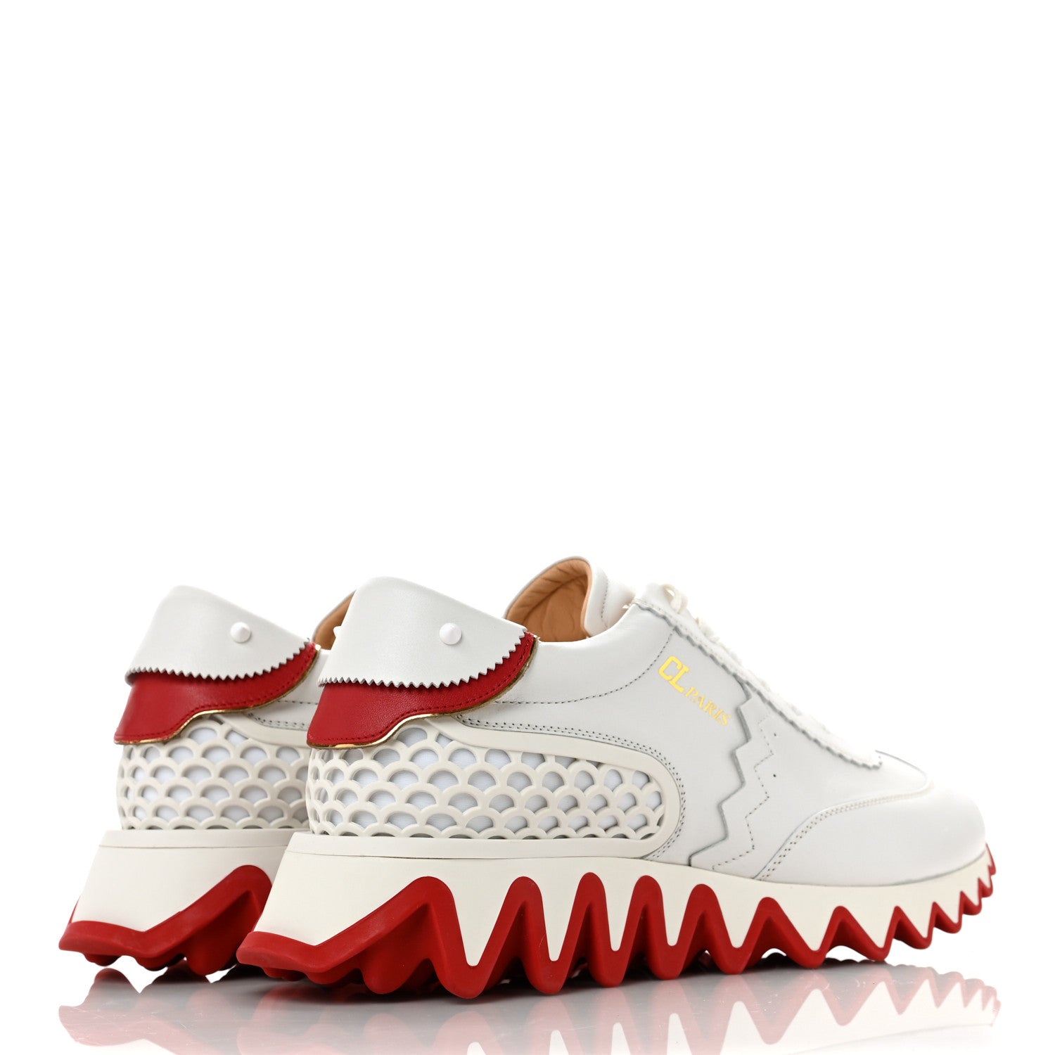 Christian Louboutin Calfskin Neoprene Womens Loubishark Sneakers 40 White 4 of 6