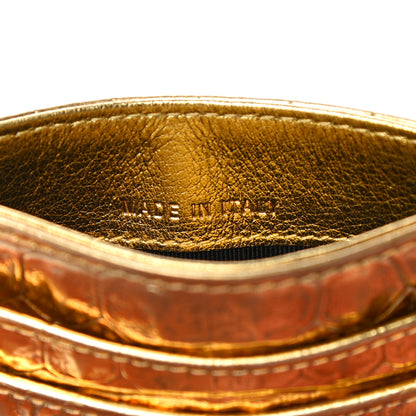 Chanel Metallic Calfskin Crocodile Embossed Cocodile Card Holder Gold 7 of 11