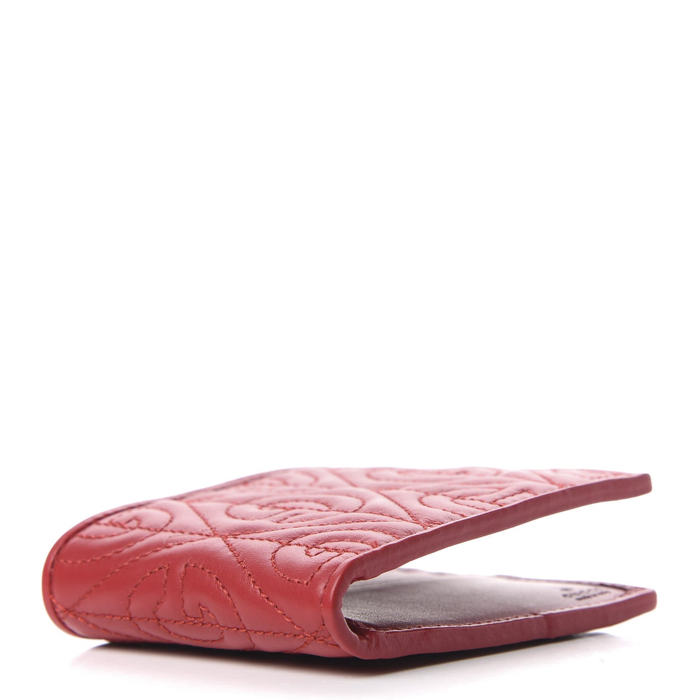Calfskin G Rhombus Quilted Bi-Fold Wallet Hibiscus Red