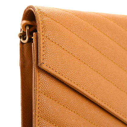 Saint Laurent Grain De Poudre Matelasse Chevron Cassandre Chain Wallet Senape Yellow 15 of 20