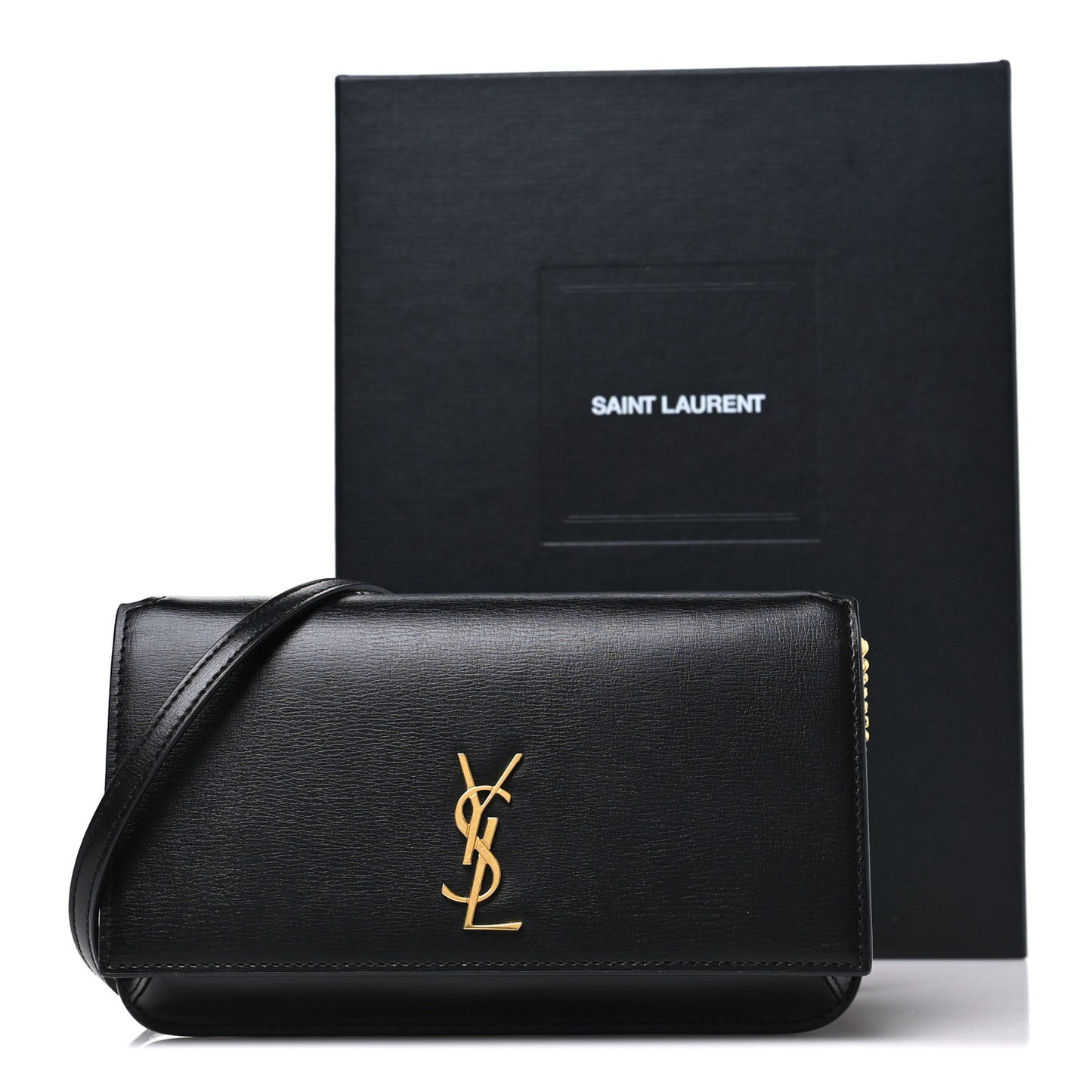Smooth Calfskin Monogram Phone Holder Crossbody Black