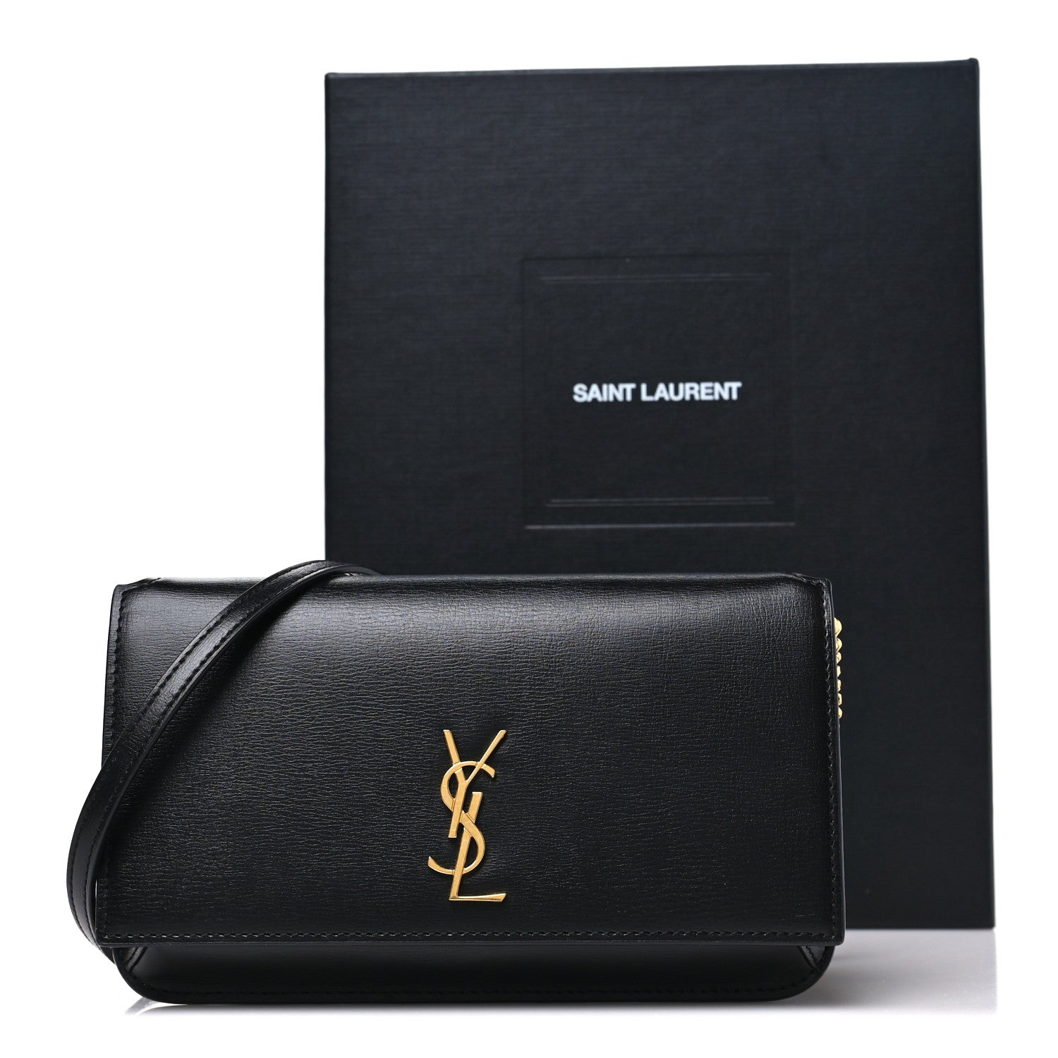 Saint Laurent Smooth Calfskin Monogram Phone Holder Crossbody Black 9 of 9