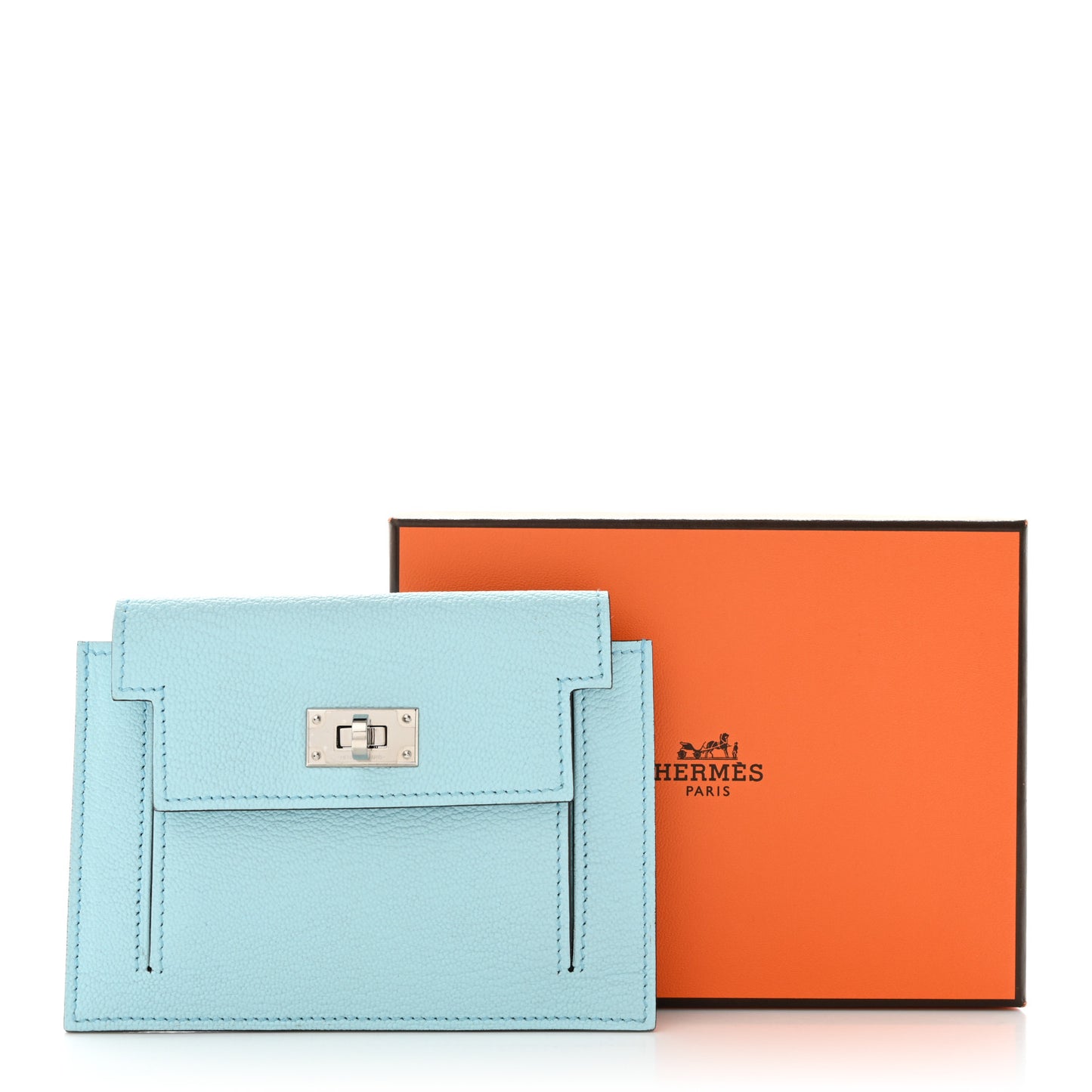 Chevre Mysore Kelly Pocket Compact Wallet Bleu Atoll