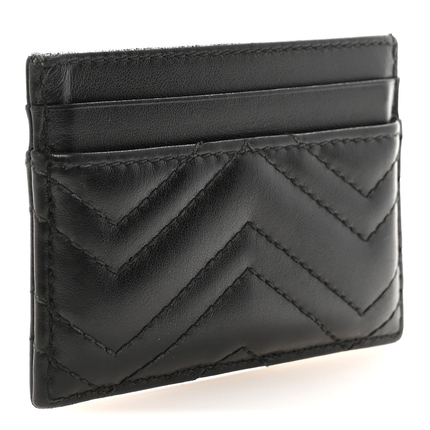 Calfskin Matelasse GG Marmont Card Holder Black