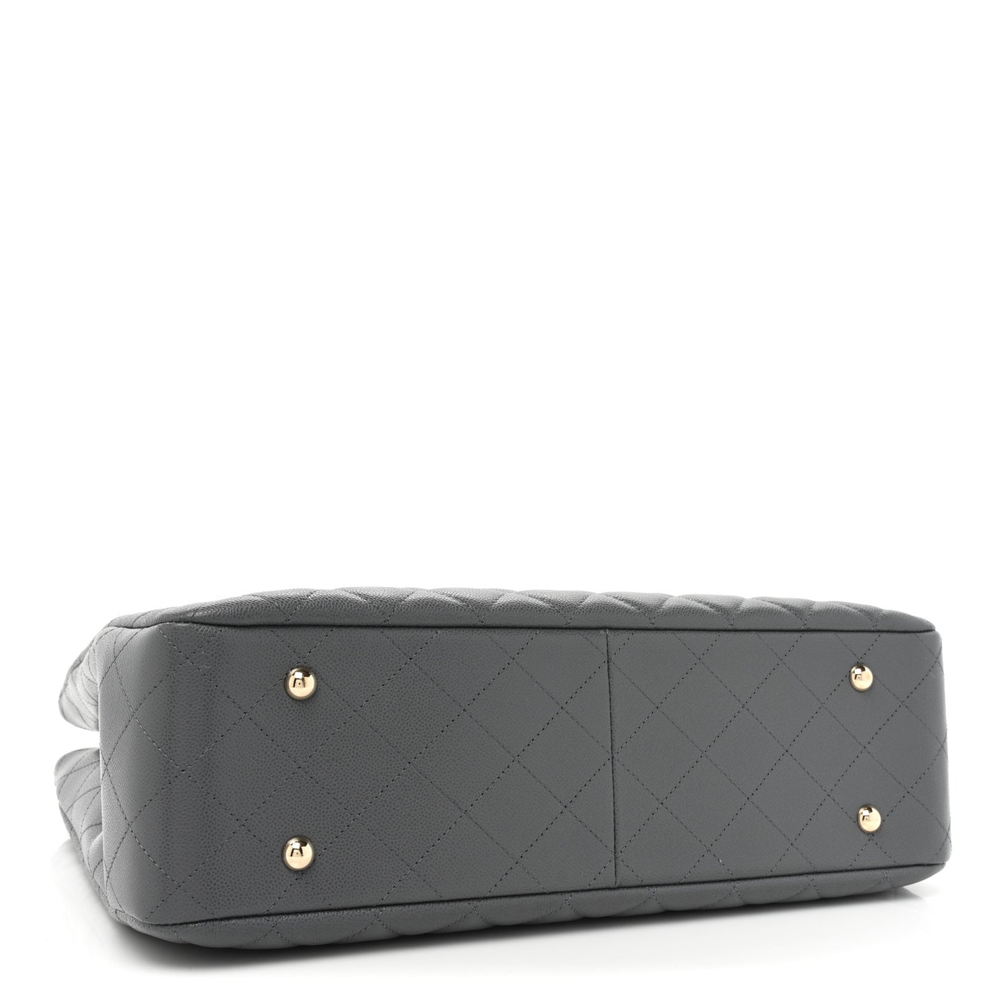 Caviar Quilted Large CC Shopping Tote Dark Grey