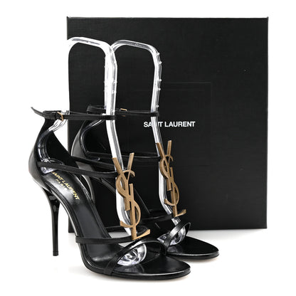 Saint Laurent Calfskin Cassandra 100 Ankle Strap Sandals 40 Black 9 of 9