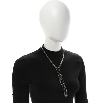 Chanel Metal Enamel Long Logo Necklace Gold Black 2 of 6