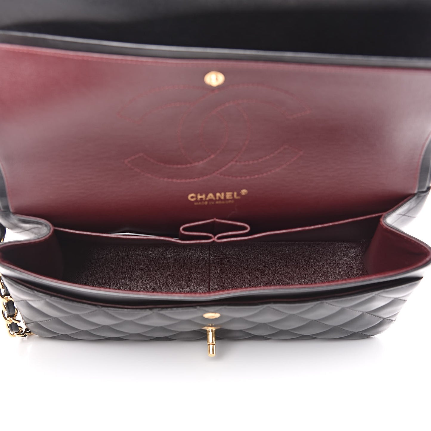Lambskin Quilted Jumbo Double Flap Black