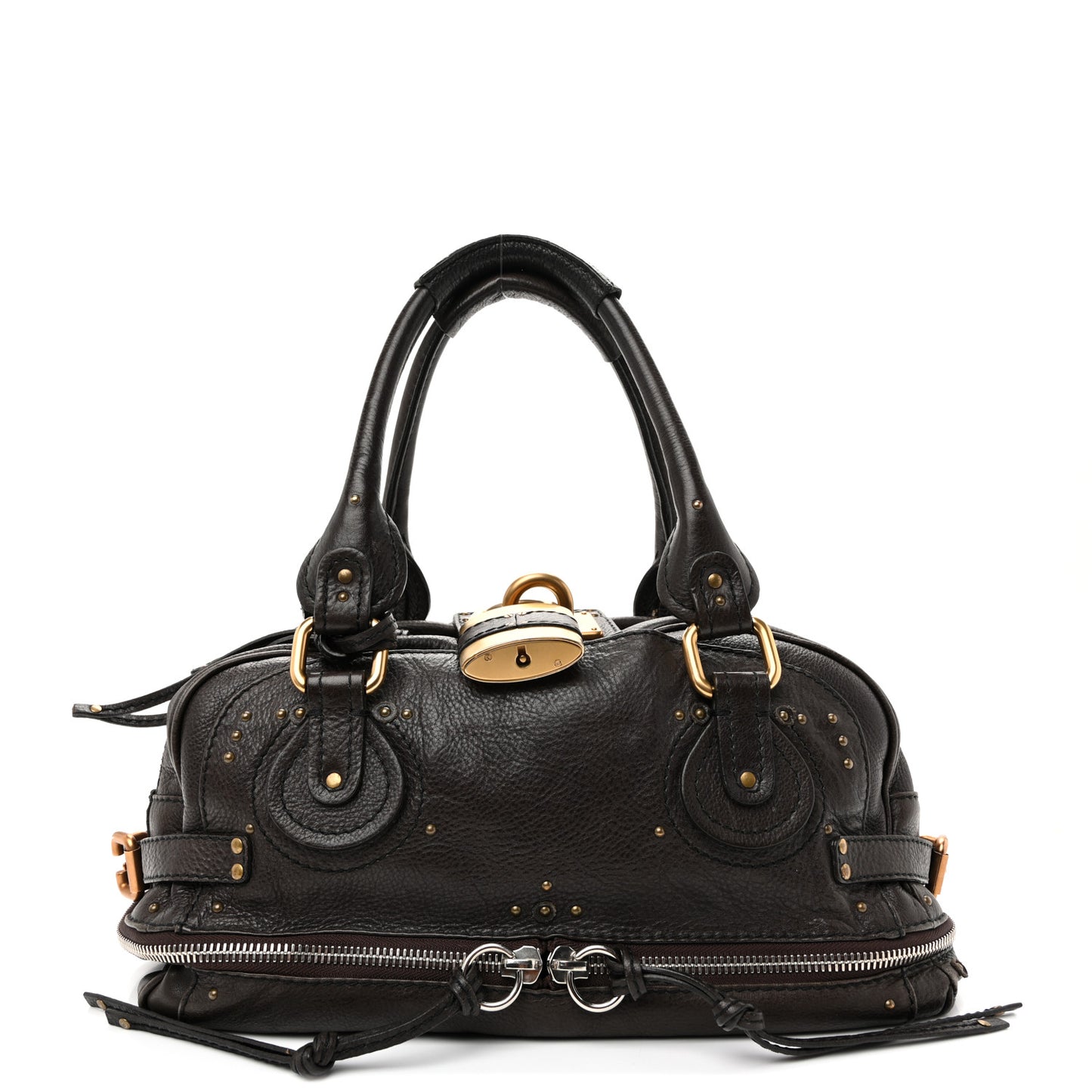 Calfskin Paddington Double Zip Bowler Chocolate