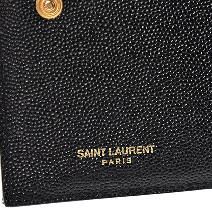 Saint Laurent Grain De Poudre Matelasse Chevron Monogram Zipped Two-Part Wallet Black 6 of 8